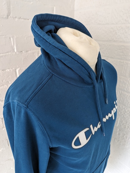 Champion Spellout Hoodie - Size XS - Teal - Cotton - P2P 21" - Picture 4 of 7